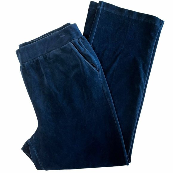 EUC Ralph Lauren Womens XL Blue Velour Pants w Pockets Pull On 39x31, $85 - Picture 1 of 7